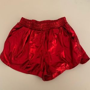 Red Metallic Shorts